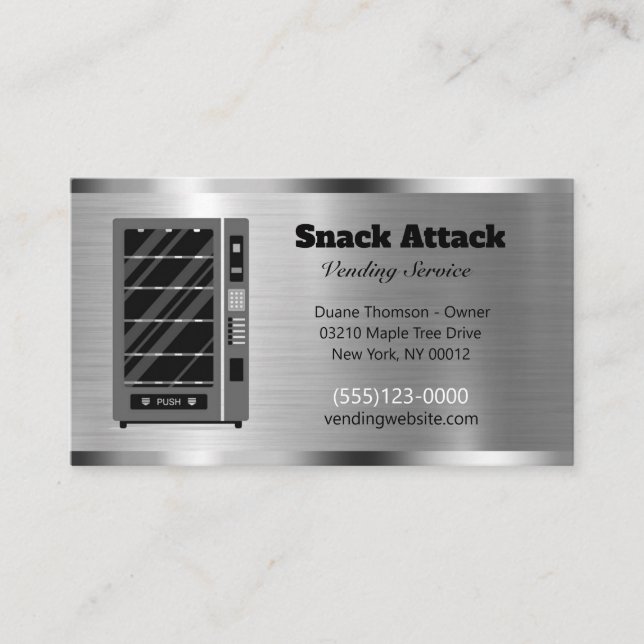 Metal Design Food Snack Vendor Vending Service Business Card (Front)