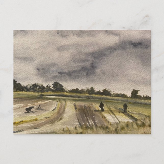 Metal Detecting In The Fields 2 Postcard (Front)