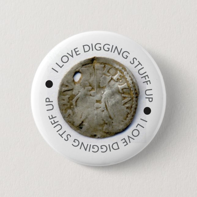 Metal detecting pin badge gift (Front)