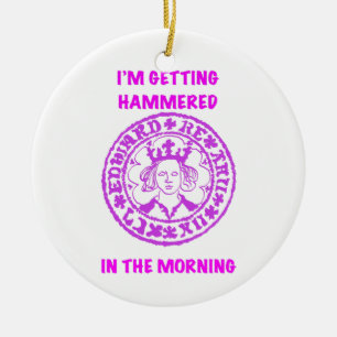 Metal Detecting Pink Hammered Coin Ceramic Tree Decoration