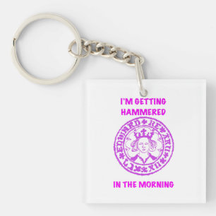 Metal Detecting Pink Hammered Coin Key Ring