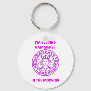 Metal Detecting Pink Hammered Coin Key Ring