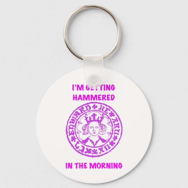 Metal Detecting Pink Hammered Coin Key Ring (Front)