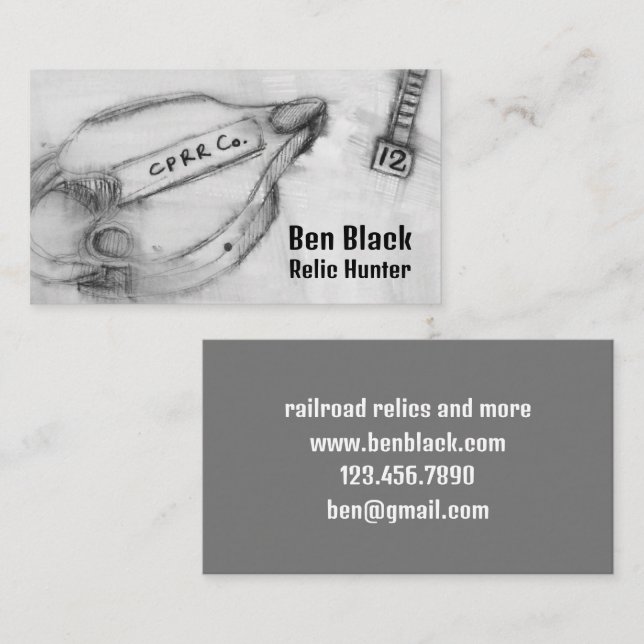 Metal Detecting Relic Railroad Lock Date Nails Business Card (Front/Back)