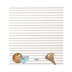 Metal Detecting Treasures Keys Buttons Monogram Notepad