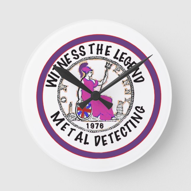 Metal Detectorist 50th Birthday  Round Clock (Front)