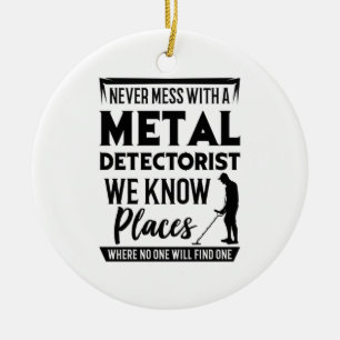 Metal Detectorist Ceramic Tree Decoration