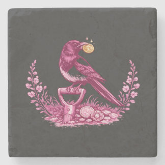 Metal Detectorist Magpie  Stone Coaster