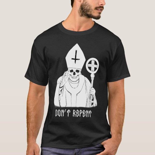 Metal Don't Repent Evil Pope T-Shirt (Front)