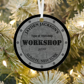 Metal Effect Shop Workshop Shed Man Cave Tree Decoration