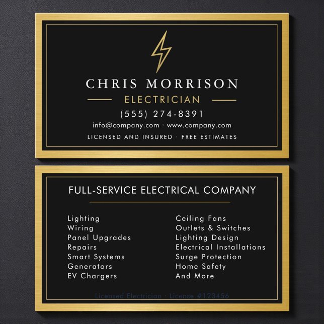 Metal Electrician Electrical Contractor Black Business Card (Creator Uploaded)