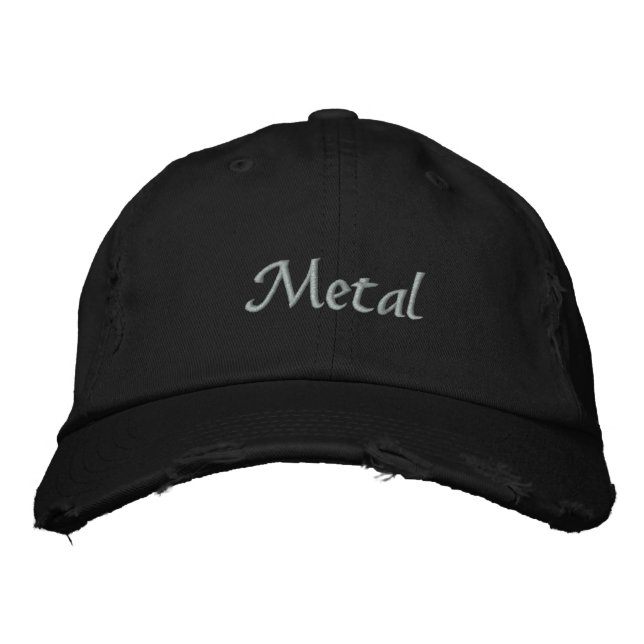 Metal Embroidered Light Text Baseball Cap (Front)