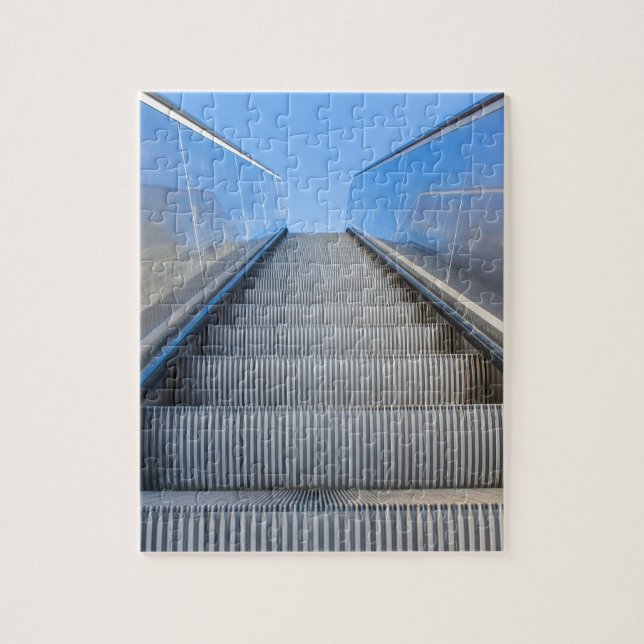 Metal escalator outdoors with blue sky.JPG Jigsaw Puzzle (Vertical)
