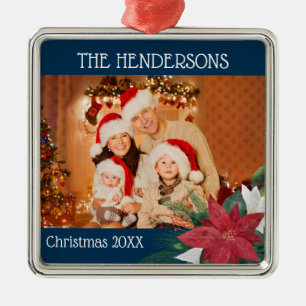 Metal Family Photos Christmas Ornament Poinsettia