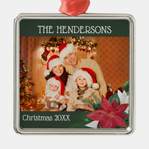 Metal Family Photos Christmas Ornament Poinsettia