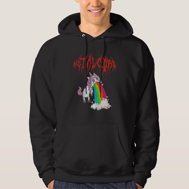 Metal Festival Puking Unicorn Death Metal Unicorn Hoodie (Front)