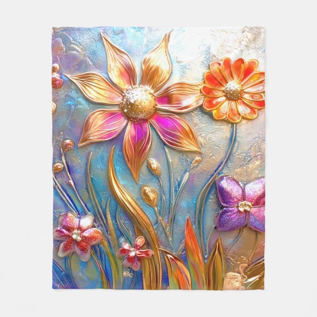 Metal Flowers Fleece Blanket (Front)