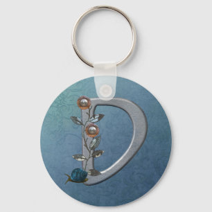 Metal Flowers Monogram D Key Ring