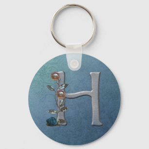 Metal Flowers Monogram H Key Ring