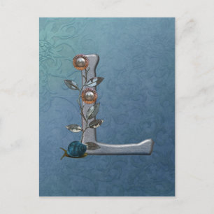 Metal Flowers Monogram L Postcard