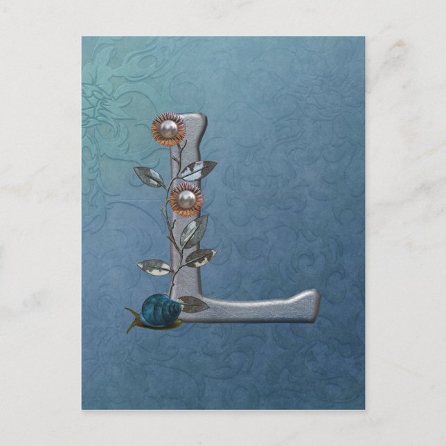 Metal Flowers Monogram L Postcard (Front)