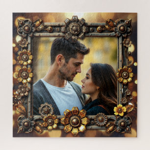 Metal Flowers Steampunk Personalised Photo Jigsaw Puzzle