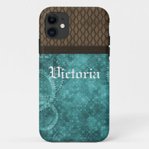 Metal Gear Steampunk BT ID iPhone 5 Case, Teal iPhone 11 Case