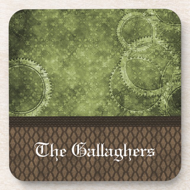 Metal Gear Steampunk Coaster Set, Green (Front)