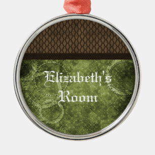 Metal Gear Steampunk Ornament, Green Tree Decoration