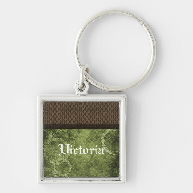 Metal Gear Steampunk Premium Keychain, Green Key Ring (Front)