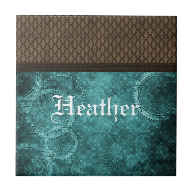 Metal Gear Steampunk Tile, Teal Tile (Front)
