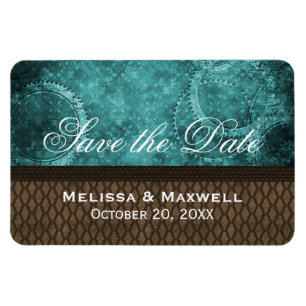 Metal Gears Save the Date Flexi Magnet, Teal Magnet
