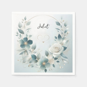 Metal Glam Shiny High End Silver Bridal Shower Napkin