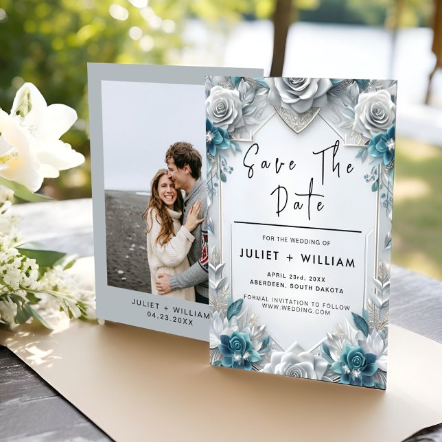 Metal Glam Shiny High End Silver Wedding Save The Date (Creator Uploaded)