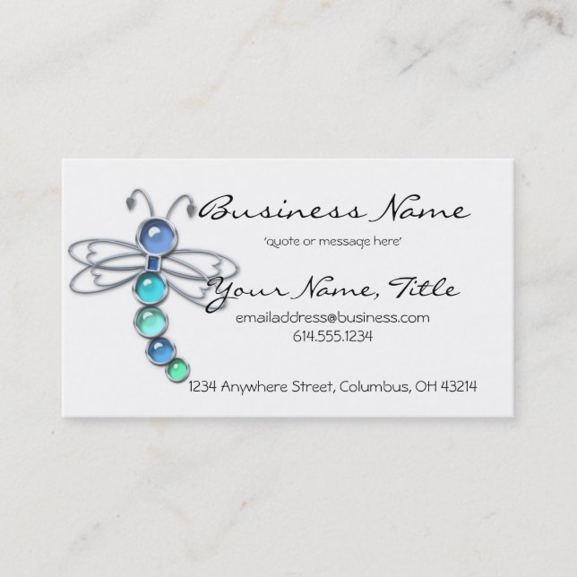 Metal & Glass Dragonfly Design 2 Business Cards (Front)