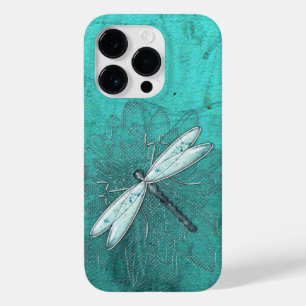 Metal Glass Dragonfly On Teal Green Case-Mate iPhone 14 Pro Case