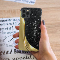 Metal Glitter Look 3-D Gold Monogram Wave