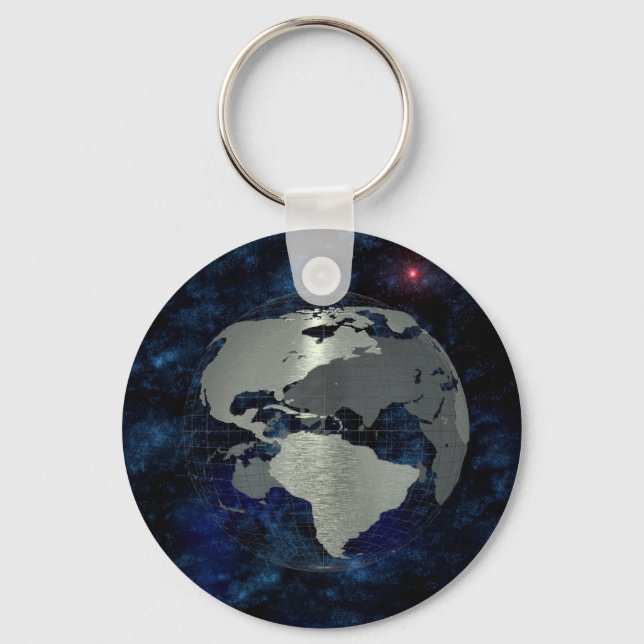 Metal Global Map Key Ring (Front)