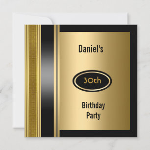 Metal Gold Mens 30th Birthday Bronze Man Invitation