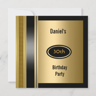 Metal Gold Mens 30th Birthday Bronze Man Invitation