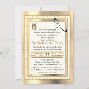 Metal Gold, Silver - Brass Bachelorette Invitation