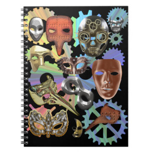metal gold silver masquerade steampunk masks notebook
