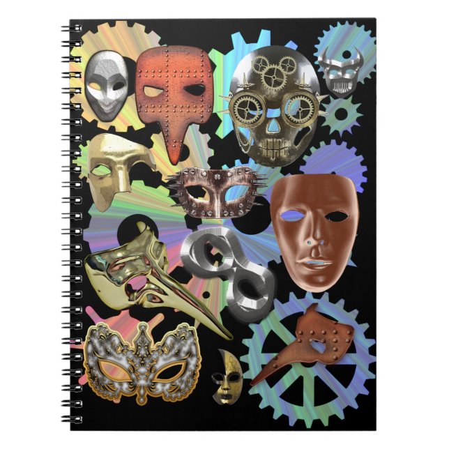 metal gold silver masquerade steampunk masks notebook (Front)