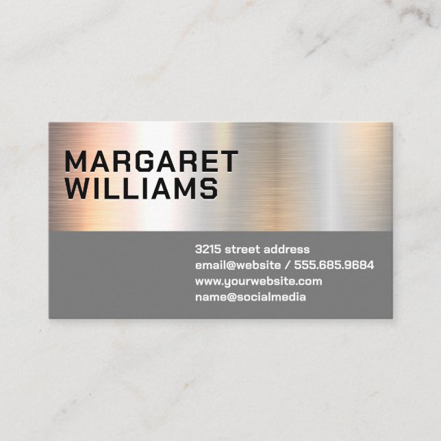 Metal | Grey Business Card (Front)