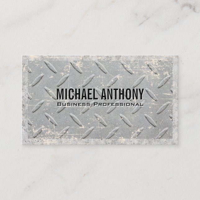 Metal Grid Pattern | Grunge Business Card (Front)