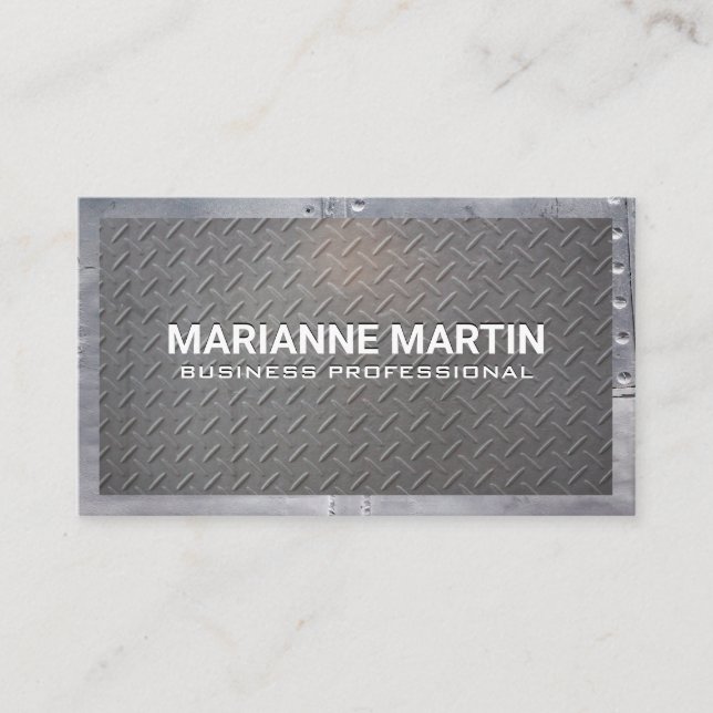 Metal Grid Pattern | Rivets Business Card (Front)