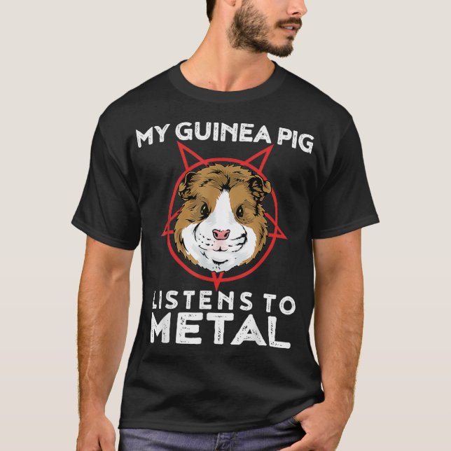 Metal Guinea Pig Funny Goth And Heavy Metal Animal T-Shirt (Front)