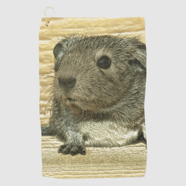metal guinea pig golf towel (Front)
