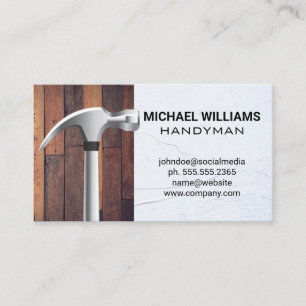 Metal Hammer   Handyman   Wood and Spackled Business Card