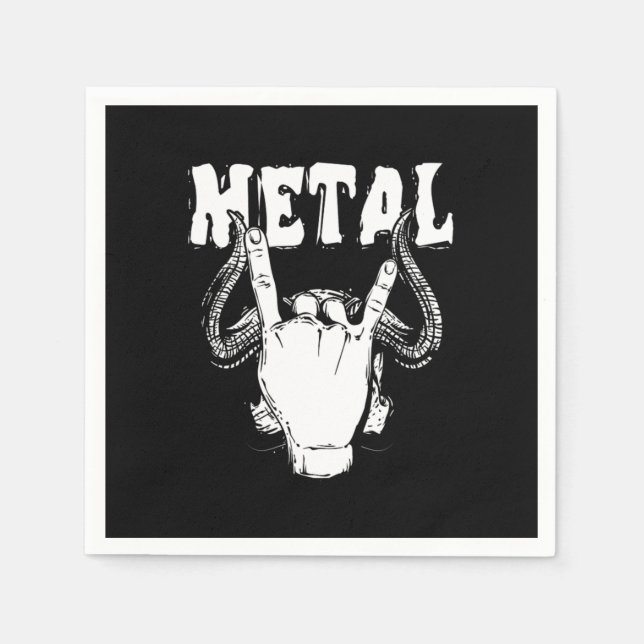 Metal Hand Sign Metalcore Heavy Metal Hard Rock Mu Napkin (Front)